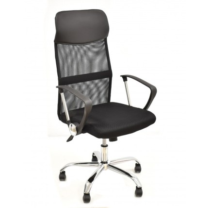 Sillón de oficina GINO (M), malla y tejido mesh negro