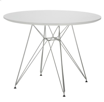 Mesa STAR, cromada, lacada blanca, 100 cms de diámetro