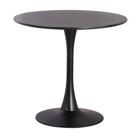 Mesa TUL (TO), base de metal, tapa lacada negra, 80 cms de diámetro