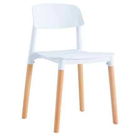 Silla CROSCAT (SU), madera, polipropileno blanco
