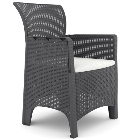 Sillón ILEÓN, polipropileno antracita, cojín beige