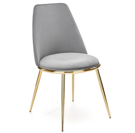 Silla TAVIRA, metal, cromado dorado, tapizado velvet gris