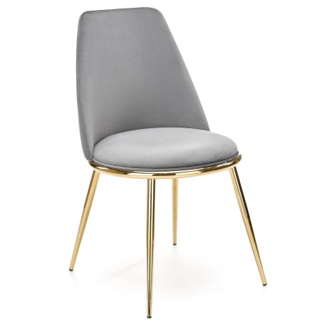 Silla TAVIRA, metal, cromado dorado, tapizado velvet gris