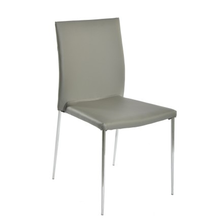Silla INMA, apilable, metal, similpiel gris oscuro