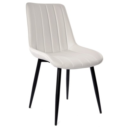 Silla YUCCA, metal negro, tapizado similpiel blanca