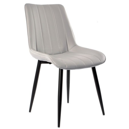 Silla YUCCA, metal negro, tapizado similpiel gris claro