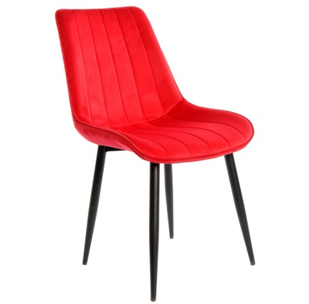 Silla YUCCA, metal negro, tapizado velvet rojo