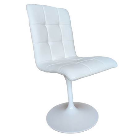 Silla IVONNE, metal blanco, tapizado similpiel blanca