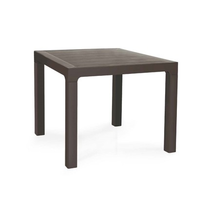 Mesa TROPICAL, lisa, polipropileno marrón chocolate, 80 x 80 cms