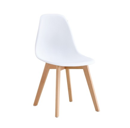 Silla MARAIS, madera, polipropileno blanco