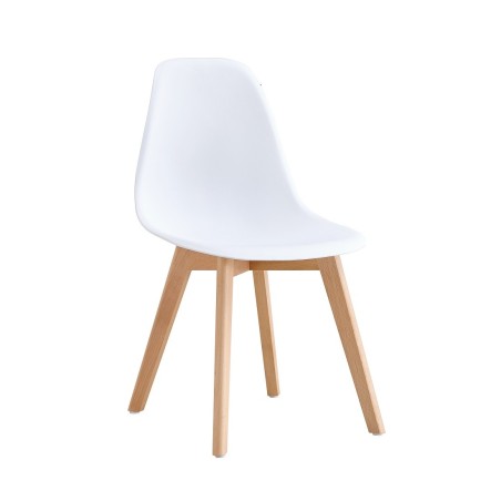 Silla MARAIS, madera, polipropileno blanco