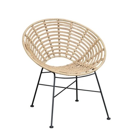 Sillón CIDORA, metal, ratán beige