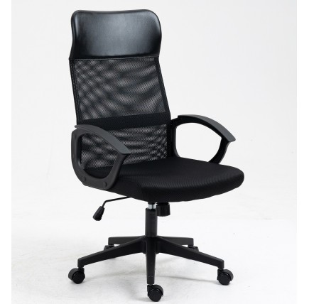 Sillón de oficina VERTON, negro, malla negra, asiento negro