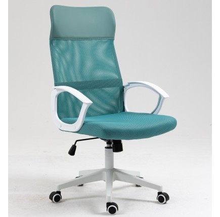 Sillón de oficina VERTON, blanco, malla y asiento verde