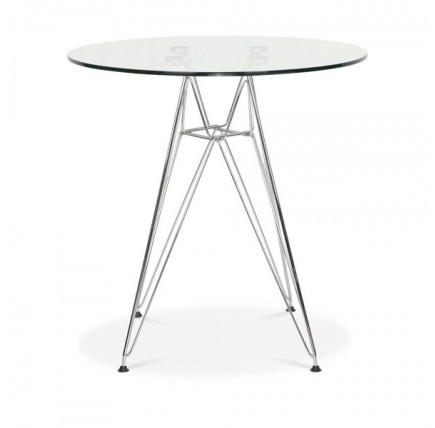 Mesa STAR, cromada, cristal, 90 cms de diámetro