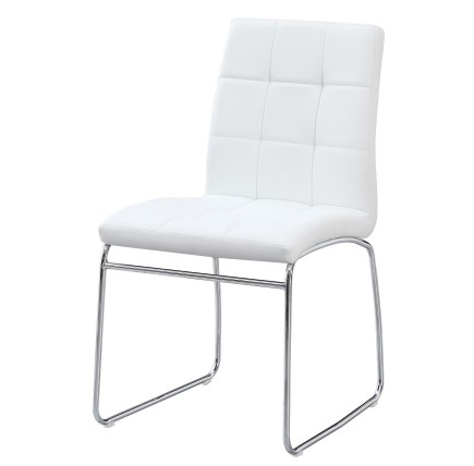 Silla BERTA, cromada, similpiel blanca