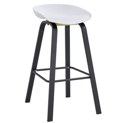 Taburete DANTE NEW (SU), metal negro, polipropileno blanco