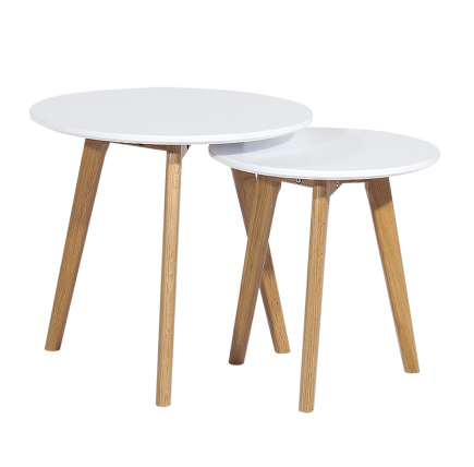 Mesa ACCRA, - nido -, 2 mesas, baja, madera, lacada blanca