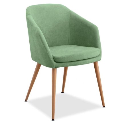 Sillón LART, metal, tapizado tejido linen verde claro