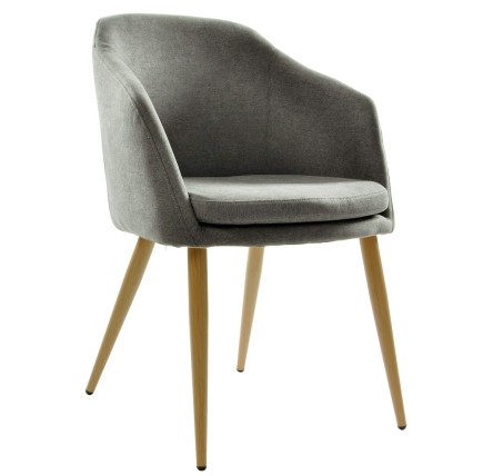 Sillón LART, metal, tapizado tejido linen gris oscuro