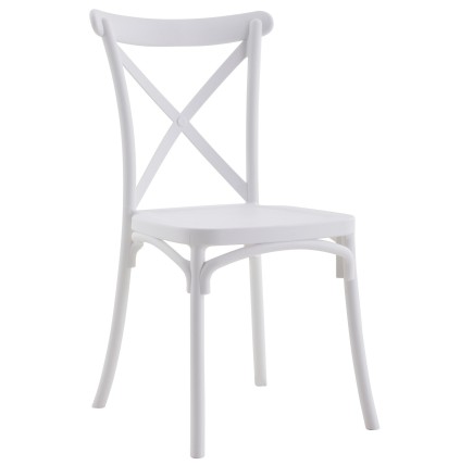 Silla CORFÚ, apilable, tratamiento anti UV, polipropileno blanco