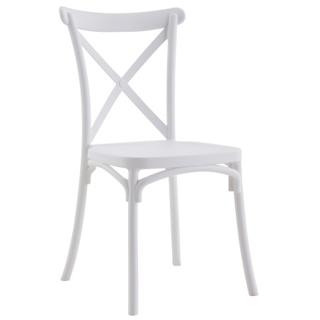 Silla CORFÚ, apilable, tratamiento anti UV, polipropileno blanco