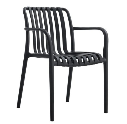 Sillón SALER, apilable, polipropileno negro