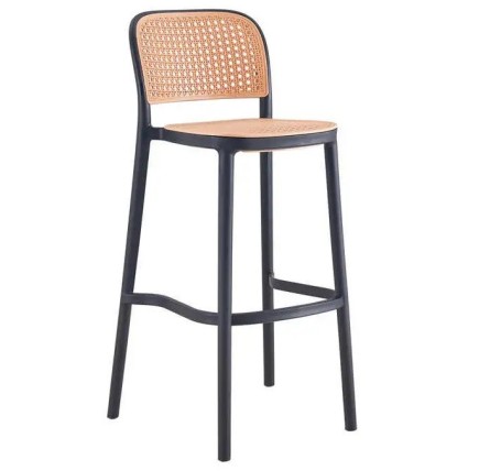 Taburete FUNCHAL, apilable, polipropileno negro y beige