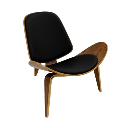 Sillón NORDIC (R), palo rosa, similpiel negra