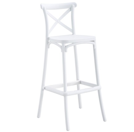 Taburete CORFÚ, tratamiento anti UV, polipropileno blanco