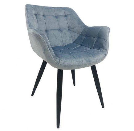 Sillón FABIO, metal, tapizado velvet 17 azul claro