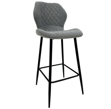 Taburete DINARD, metal, tapizado tejido linen gris