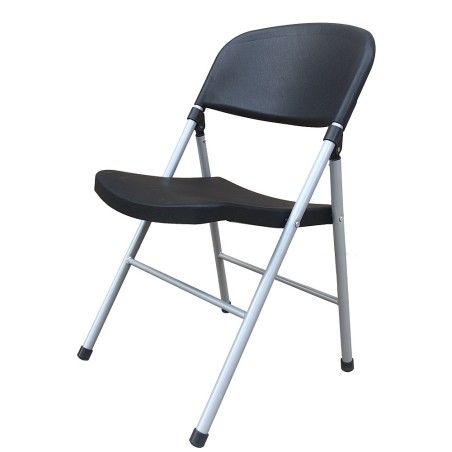 Silla BEACH, plegable, metal plata, polipropileno negro