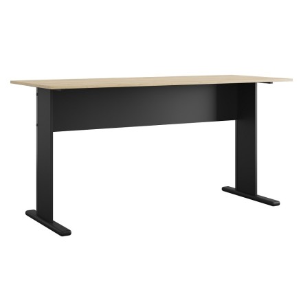 Mesa de oficina WORK, metal, bilaminado natural y negro 150 x 60 cms
