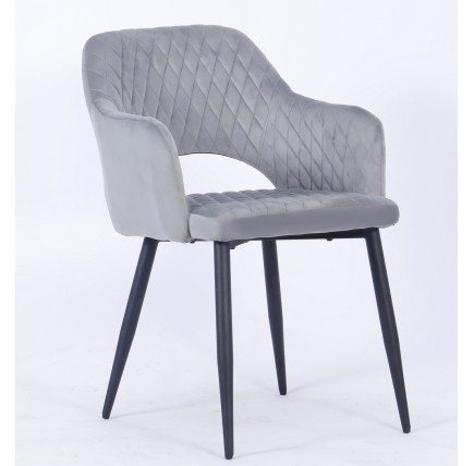 Sillón HONORIO, metal, tapizado velvet 19 gris