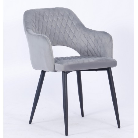Sillón HONORIO, metal, tapizado velvet 19 gris