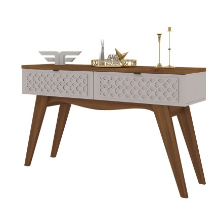 Consola ISIS, MDP matte y blanco roto, 136 x 38 cms