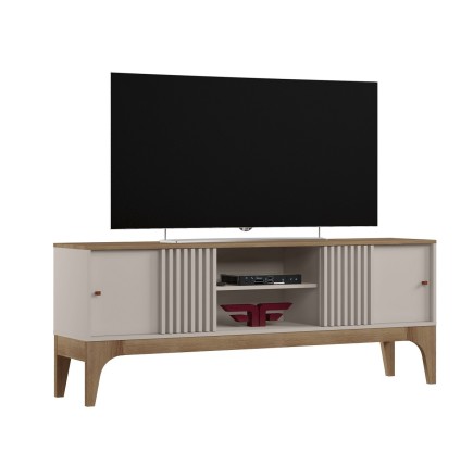 Mueble TV FLORENCIA, blanco roto y cedro, 160 cms.