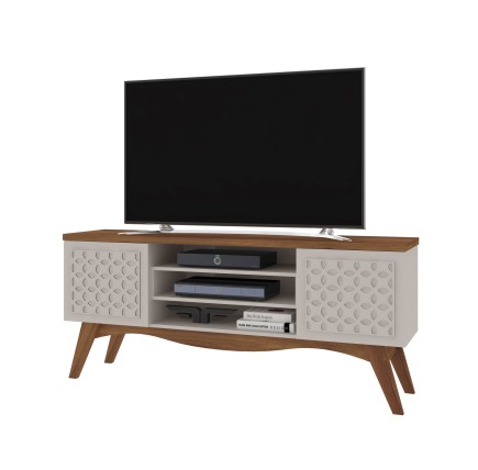 Mueble TV LIZ, blanco roto y matte, 160 cms.