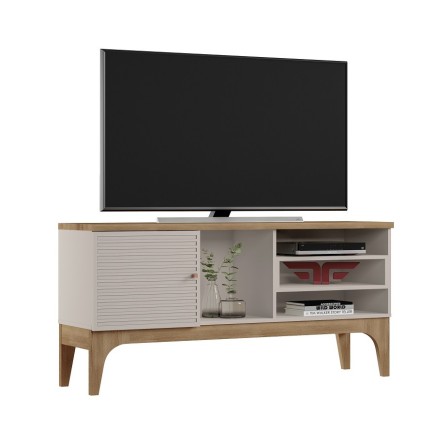 Mueble TV VENEZA, blanco roto y cedro, 136 cms.