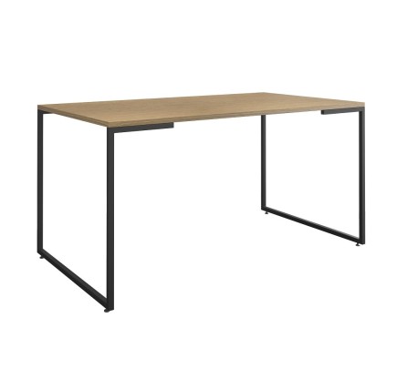 Mesa PORTO 160, metal negro, tapa MDP color miel, 160 x 90 cms