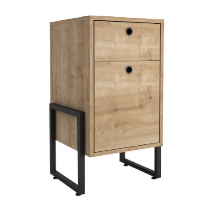 Cajonera WOLLY, multiusos, metal negro, 2 cajones, MDP miel