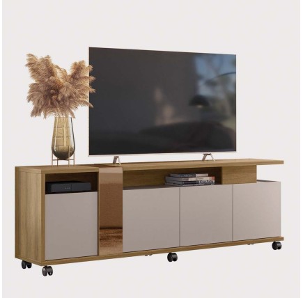 Mueble TV NEW CRISTAL, miel y cacao, 183 cms.