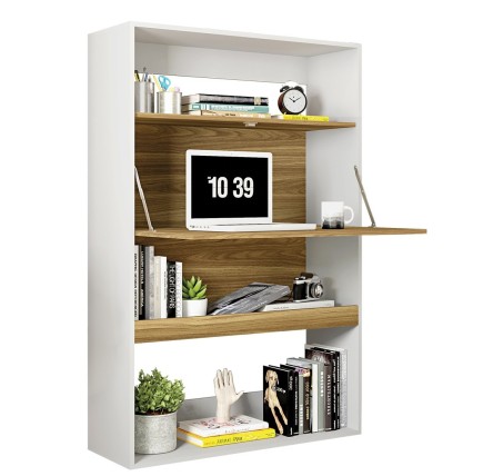 Armario SPAIN, multiusos, alto, MDP blanco y miel, 90x36x140 cms