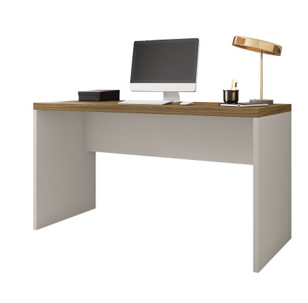 Mesa de oficina STUDIO 136, bilaminado miel y cacao, 136 x 60 cms