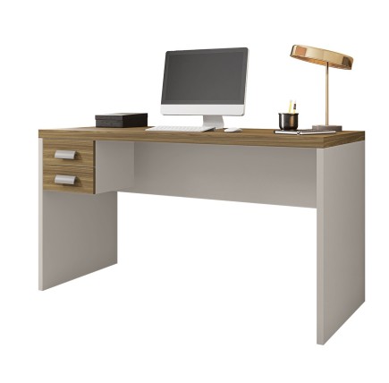 Mesa de oficina STUDIO 136, 2 cajones, bilaminado miel y cacao, 136 x 60 cms