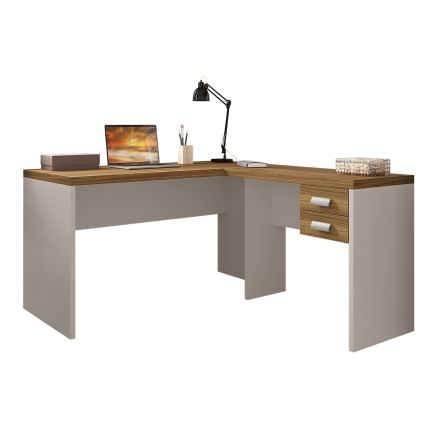 Mesas de oficina STUDIO 136 y STUDIO 90, 2 cajones, bilaminado miel y cacao, 136 x 150 cms