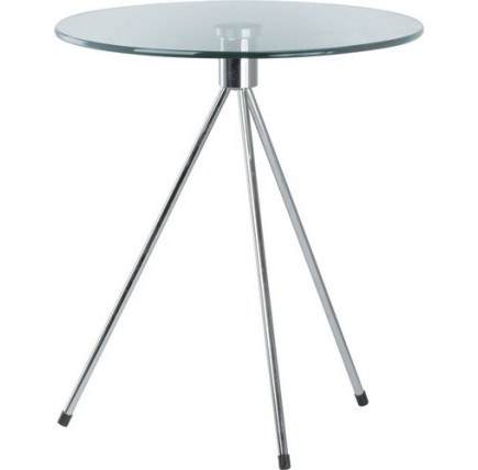 Mesa TRIPLICATE, baja, cromada, cristal,  50 cms diámetro.