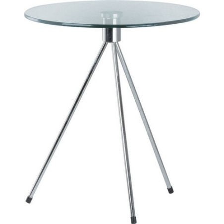 Mesa TRIPLICATE, baja, cromada, cristal,  50 cms diámetro.
