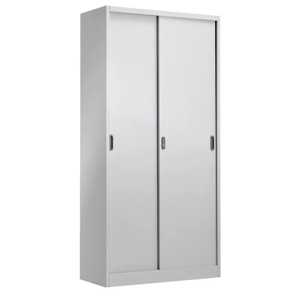 Armario metálico OLIMPO, puertas correderas, gris ral 7035, 90x46x185 cms
